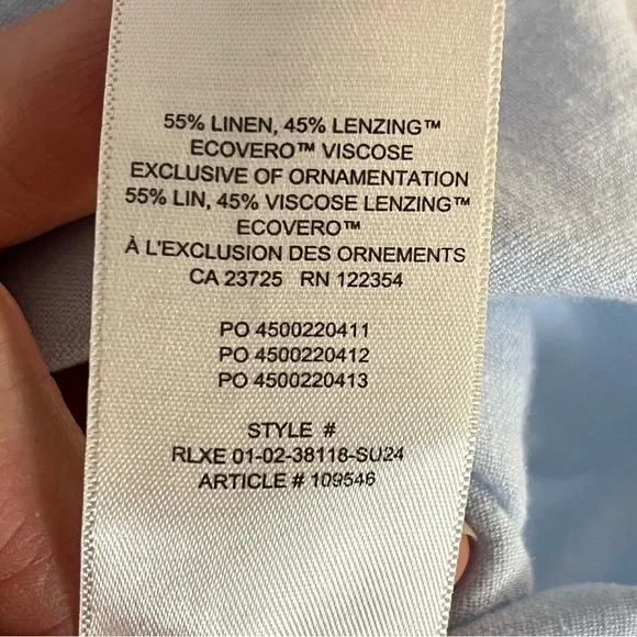 Aritzia Babaton Archive Linen Blue Shirt Oversized Linen Blend Button-Up X-Large - Picture 11 of 13